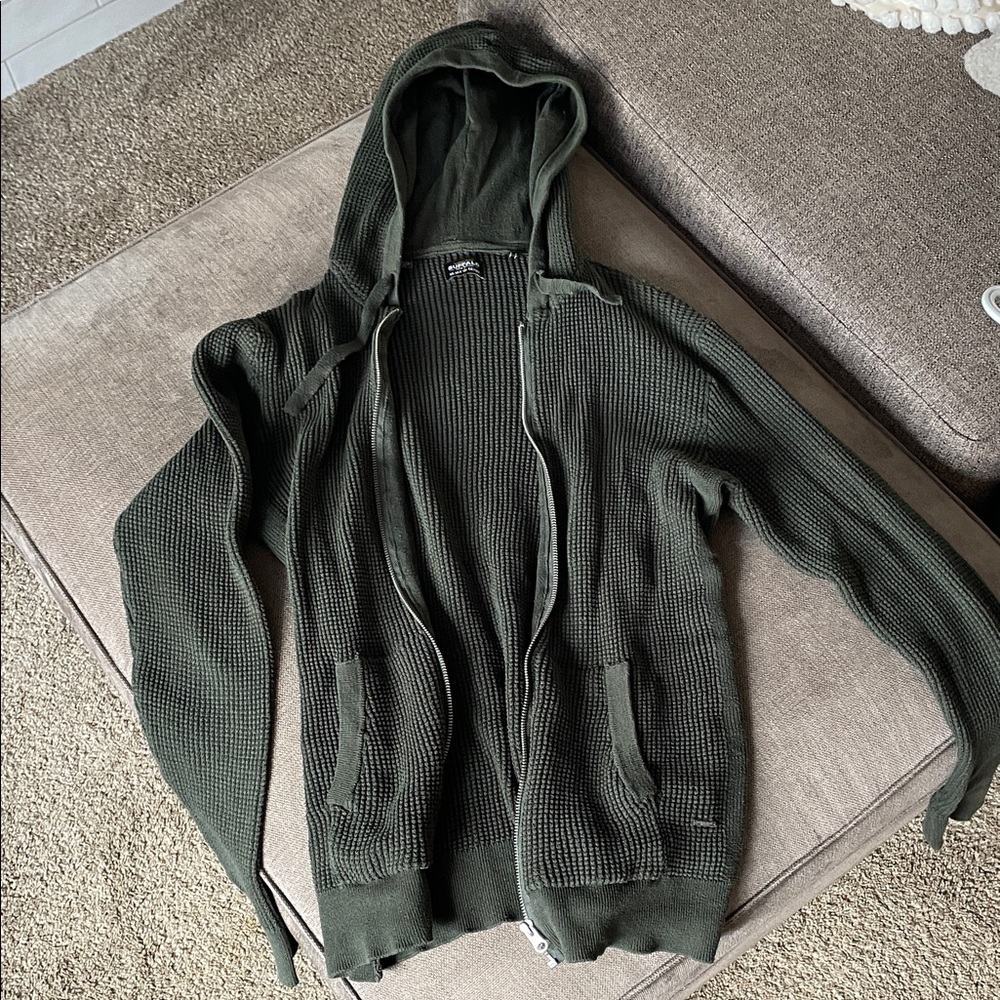 Buffalo David Bitton Dark Green Zip-Up Sweater